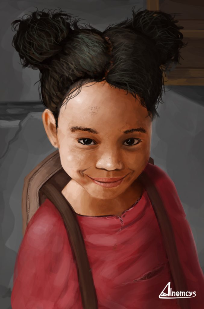 Portrait de petite fille jouable en tant qu'enfant à Un jour de Plus